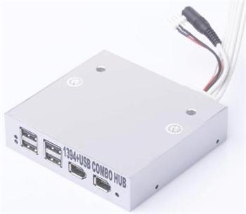 Interní hub GEMBIRD 4xUSB2 0 + 2xFireWire do 3,5 stříbrný