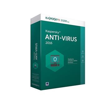 Kaspersky Anti-Virus 2016 CZ, 2PC, 1 rok, nová licence, elektronicky