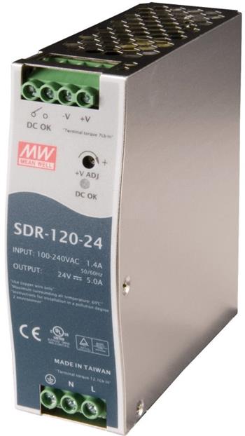 MEAN WELL SDR-120-24 Spínaný zdroj na DIN lištu, 120W, 24V