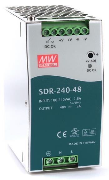 MEAN WELL SDR-240-48 Spínaný zdroj na DIN lištu, 240W, 48V