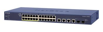 NETGEAR ProSAFE® 24-port Fast Ethernet Smart Switches with PoE and 4 Gigabit uplinks, FS728TLP