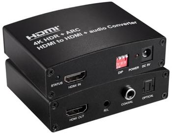 PremiumCord HDMI2.0 Repeater/Extender 4Kx2K@60Hz s oddělením audia, stereo jack, Toslink, RCA