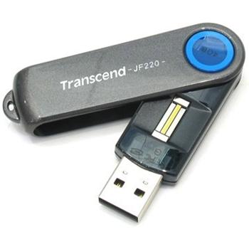 Transcend 4GB JetFlash 220 Fingerprint (�te�ka otisk� prst�), USB 2.0 flash disk, �erno/modr�