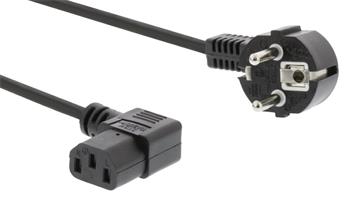 VALUELINE napájecí kabel 230V/ přípojný 10A/ úhlový konektor IEC-320-C13/ úhlová zástrčka Schuko/ černý/ 5m