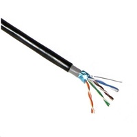 FTP kabel PlanetElite, Cat5E, drát, dvojitý venkovní PE+PVC, Dca, černý, 305m, cívka