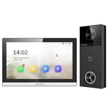 Hikvision KIT IP videotelefonu, dveřní stanice + bytový monitor, 2x zdroj, MicroSD karta