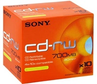 Média SONY CD-RW 10CDRW700HSD,1-4x,10ks,jewelbox