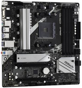 ASRock A520M PRO4 / AMD A520 / AM4 / 4x DDR4 DIMM / M.2 / VGA / HDMI / DP / USB-C / mATX