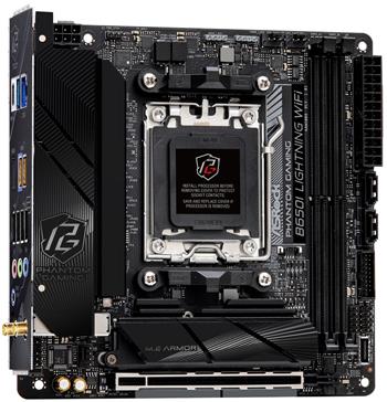 ASRock B650I Lightning WiFi / AMD B650 / AM5 / 2x DDR5 DIMM / 2x M.2 / HDMI / USB-C / WiFi / Mini-ITX