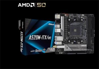 ASROCK MB A520M-ITX/AC (AM4, amd A520, mini ITX, 2xDDR4 4733+, VGA+HDMI, WIFI)