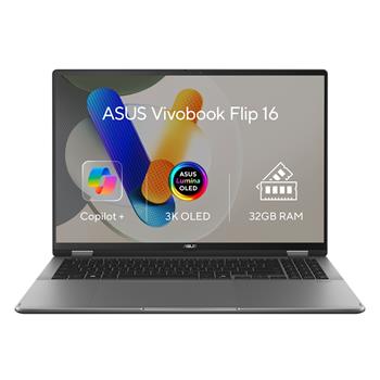 ASUS Vivobook 16 Flip - Ultra 7 Processor 258V/32GB/1TB SSD/RTX 5050 8GB/16"/3K/OLED/Touch/2y PUR/Win 11 Home/šedá