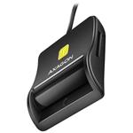 AXAGON CRE-SM3SD, USB-A FlatReader čtečka Smart card (eObčanka) + SD/microSD/SIM, kabel 1.3 m