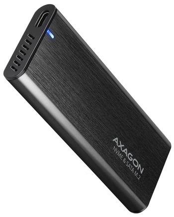 AXAGON EEM2-SB2, USB-C 3.2 Gen 2 - M.2 NVMe & SATA SSD kovový RAW box, bezšroubkový, černý