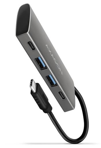 AXAGON HMC-4G2, USB-C 3.2 Gen 2 10 Gb/s hub, porty 2x USB-A + 2x USB-C, kabel USB-C 13cm