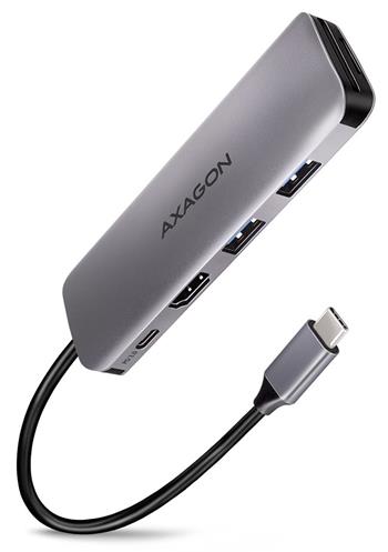 AXAGON HMC-5, USB 3.2 Gen 1 hub, porty 2x USB-A, HDMI, SD/microSD slot, PD 100W, kabel USB-C 20cm