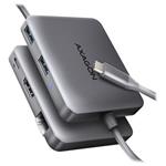 AXAGON HMC-5HL, USB 5Gbps hub, 2x USB-A, HDMI 4k/60Hz, RJ-45 GLAN, PD 100W, kabel USB-C 20cm