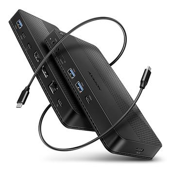 AXAGON HMC-U4, USB4 40Gbps dokovací stanice, HDMI+DP 4K/144Hz, 5x USB, RJ-45, SD/mSD, audio, PD 100W