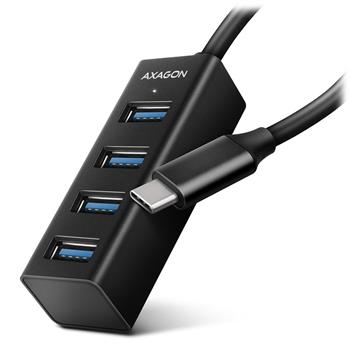 AXAGON HUE-M1C, 4x USB 3.2 Gen 1 MINI hub, kovový, kabel USB-C 20cm