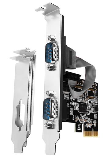 AXAGON PCEA-S2N, PCIe řadič - 2x sériový port (RS232) 250 kbps, vč. LP