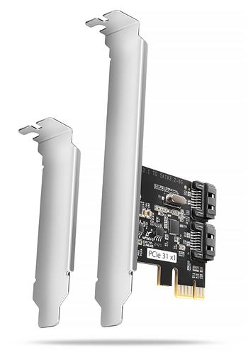 AXAGON PCES-SJ2, PCIe řadič - 2x interní SATA 6G port, JMB582, SP & LP