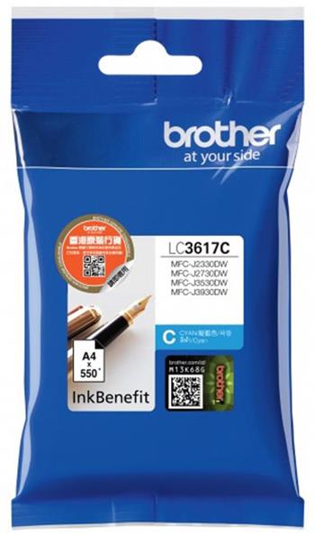 Brother - Inkoustová náplň, LC3617C, azurový