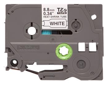 Brother - Originální pásková kazeta s tepelně smršťovací trubičkou, HSE211, černá na bílém podkladu, šířka 8,8 mm
