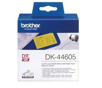 Brother - Papírový štítek s odnímatelným lepidlem DK44605 - černá a žlutá, šířka 62 mm