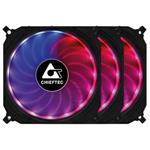 CHIEFTEC sada ventilátorů Tornado / 3x 120mm fan / RGB LED / RGB ovladač / Dálkové ovládání / ultratichý 16 dBa