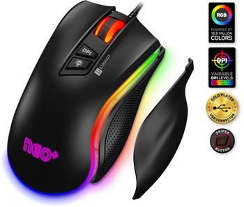 CONNECT IT NEO+ profesionální optická herní myš se softwarem, RGB podsvícení, ČERNÁ