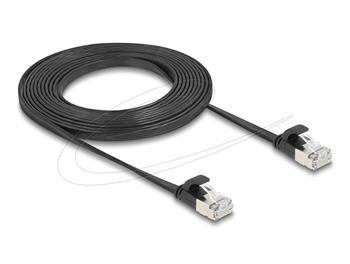 Delock Plochý patch kabel RJ45 zástrčka na zástrčku Cat.6A U/FTP 3 m, černý