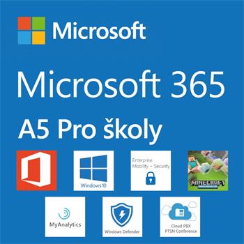 Elektronicky: Microsoft CSP Microsoft 365 A5 for faculty (pro školy) předplatné 1 rok, vyúčtování ročně