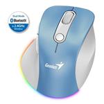 GENIUS Ergo 9000S Pro Light Blue/ duální Bluetooth + 2,4GHz/ 2400 dpi/ bezdrátová/ 6tlačítková/ dobíjecí/ RGB/ modrobíl