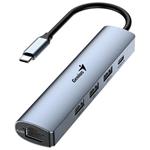 GENIUS hub UH-545/ USB-C na RJ45 Gigabit/ 3x USB3.0/ USB-C 3A nabíjení/ kovově šedý