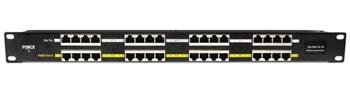 Gigabit POE panel 16 portů, 1U pro rack 19", stíněný, černý