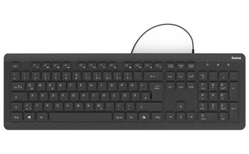 HAMA klávesnice KC-600/ drátová/ VODĚODOLNÁ/ USB/ CZ+SK/ černá