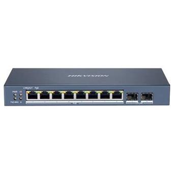 Hikvision Smart managed switch 8x Gb PoE + 2x Gb SFP Uplink, 110W, Super PoE - dosah až 300m