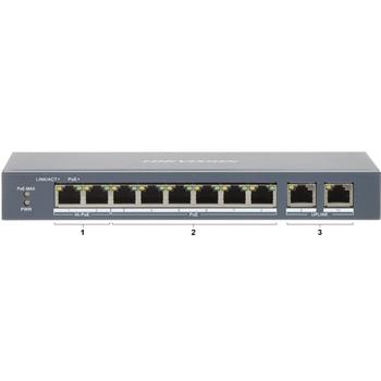 Hikvision Smart switch 8x100Mbps PoE (2xHi-PoE) + 2x Gb; 110W; dosah až 300m; IP40