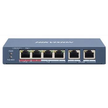 Hikvision switch 1x 100TX HI-PoE + 3x 100TX PoE; 2x 100TX uplink, 60W, Super PoE