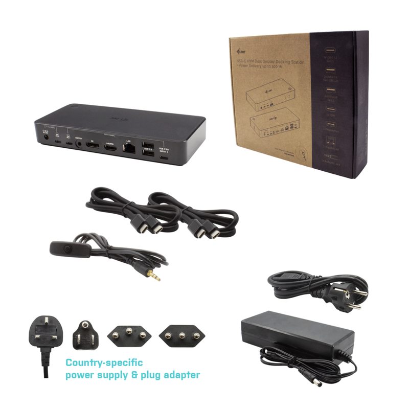 Itec USBC/Thunderbolt KVM Docking station Dual Display, Power