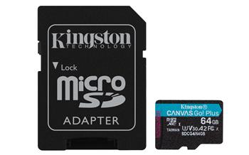 Kingston Canvas Go Plus A2/Micro SDXC/64GB/UHS-I U3 / Class 10/+ Adaptér