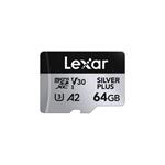 Lexar 64GB H-P Silver Plus microSDXC s adp C10 A2