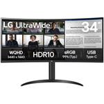 LG monitor 34WR55QK-B VA 34" UWQHD zakřivený/ 3440×1440/ 21:9/ 100Hz/ DP/ HDMI/ USB/ výškově nastavitelný