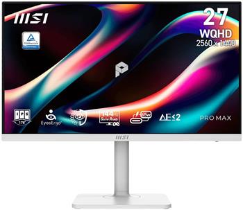 MSI Gaming PRO MAX 271QPHW E14/ 27"/ 2560x1440/ IPS/ 1ms/ 144Hz/ 300cd/m2/ 1500:1/ HDMI/ DP/ USB/ VESA/ bílý