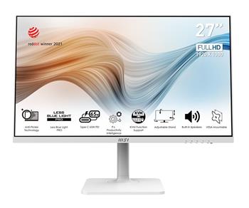 MSI monitor Modern MD272PW, 27"/FHD/IPS/5ms/1000:1/250cd / m2/HDMI/DP/USB/USB-C/bílý