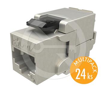 MULTIPACK 24 ks - samořezný keystone Solarix CAT6A STP SXKJ-10G-STP-BK-SA Component Level a 4PPoE certifikaceRead mo