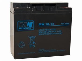 MW olověná baterie AGM 12V 18Ah (akumulátor) životnost 6-9 let, M5-konektor