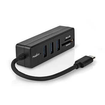 Nedis CCGB61250BK01 - USB hub| USB-A Zástrčka | 3x USB A Zásuvka | 5 Portů | USB 3.2 Gen 1 | Napájení z USB | 5 Gbps |