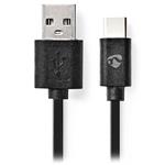 NEDIS kabel USB 2.0/ zástrčka USB-C - zástrčka USB-A/ 15W/ černý/ box/ 2m