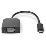 NEDIS kabelový adaptér USB 3.2 Gen 1/ USB-C zástrčka - VGA (D-SUB) zásuvka/ kulatý/ černý/ 20cm