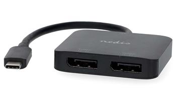 NEDIS kabelový adaptér USB-C/USB 3.2 Gen 1/ USB-C zástrčka - 2x Displayport zásuvka/ kulatý/ černý/ BOX/ 20cm